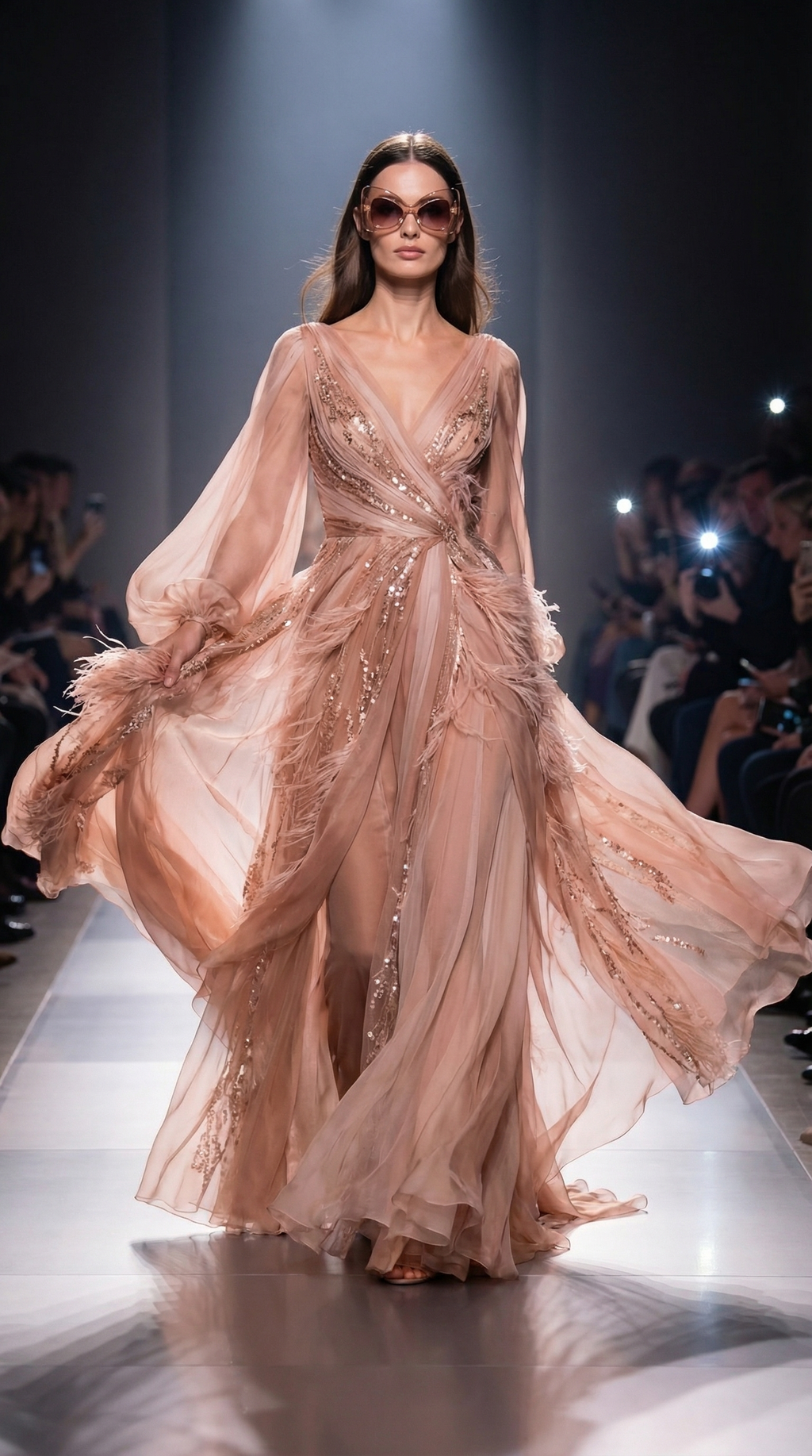 NINA RICCI – Gafa de Sol Oversize Cat-Eye Nude Transparente