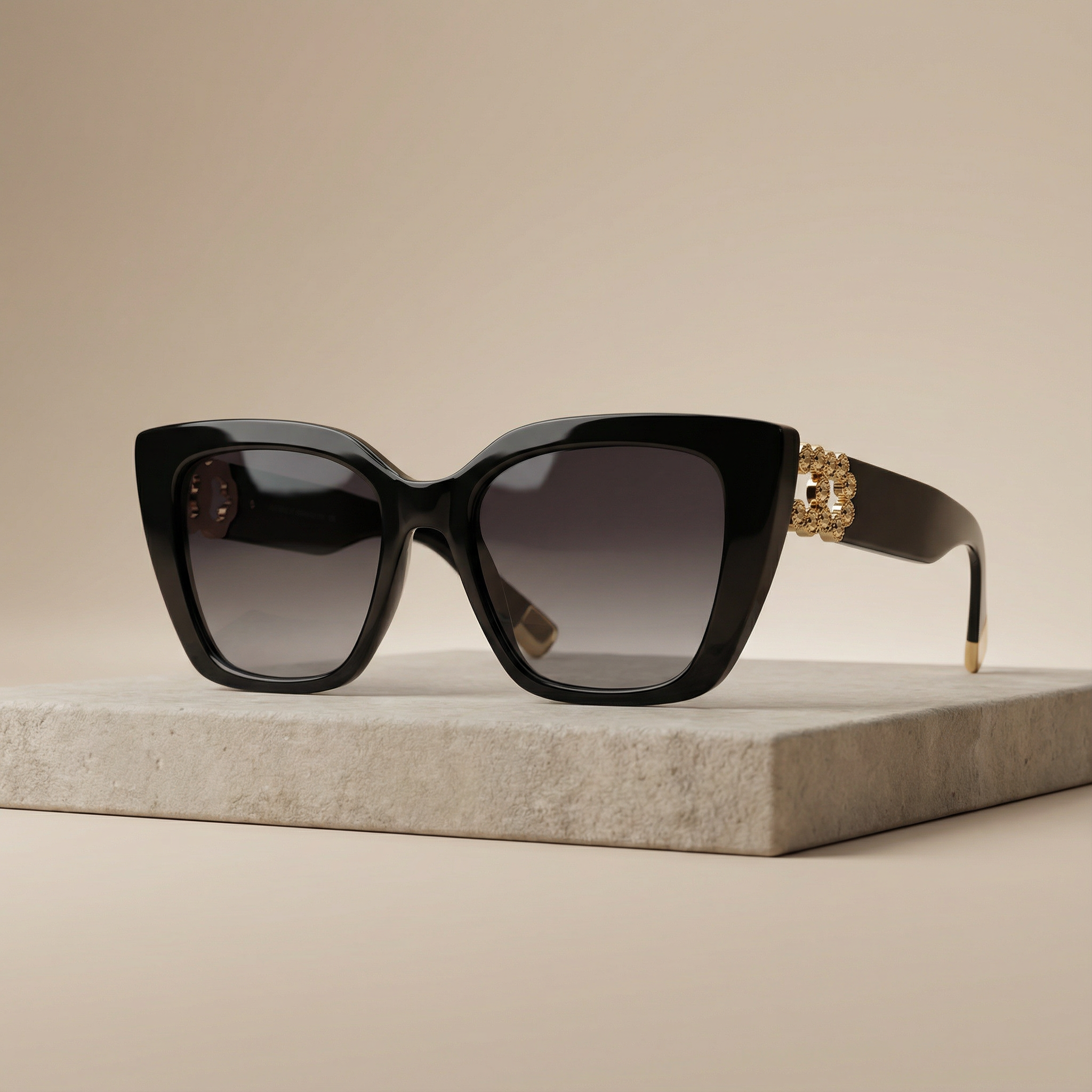 FURLA · Gafa cat-eye negra con detalle joya