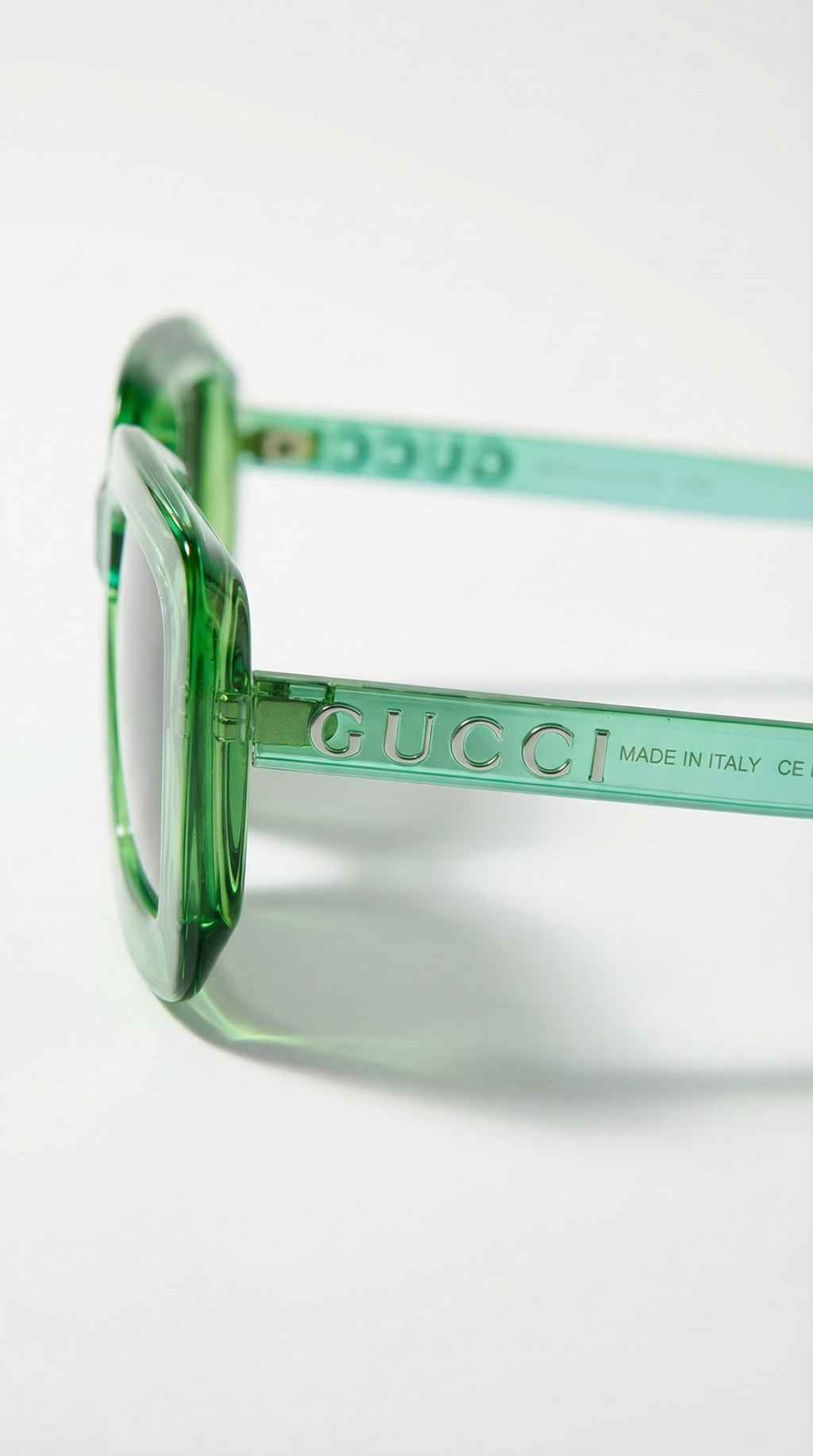Gucci Oversize Green Crystal – Gafas de Sol Rectangulares