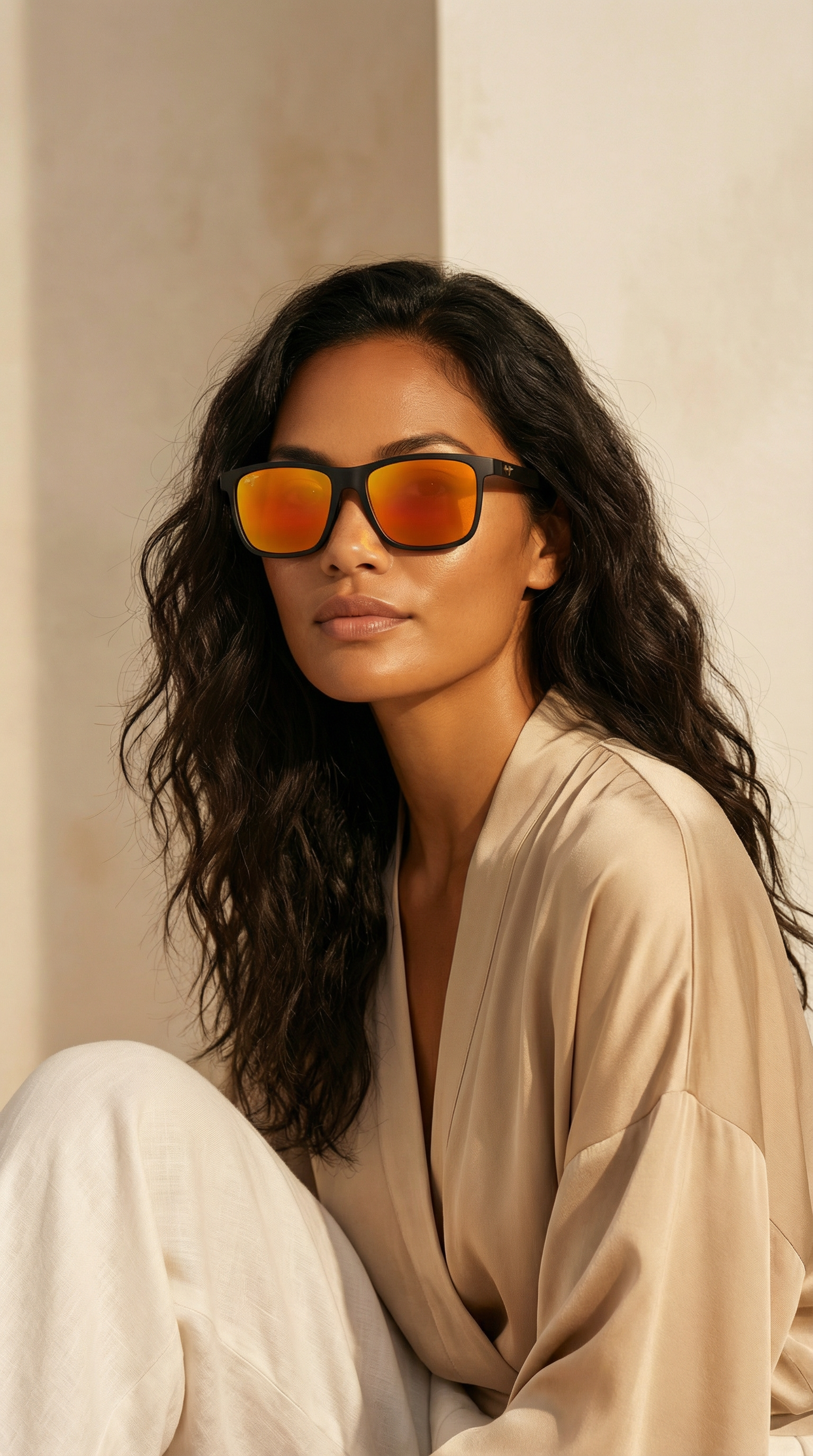 Maui Jim Black Matte · Lente espejo naranja polarizada