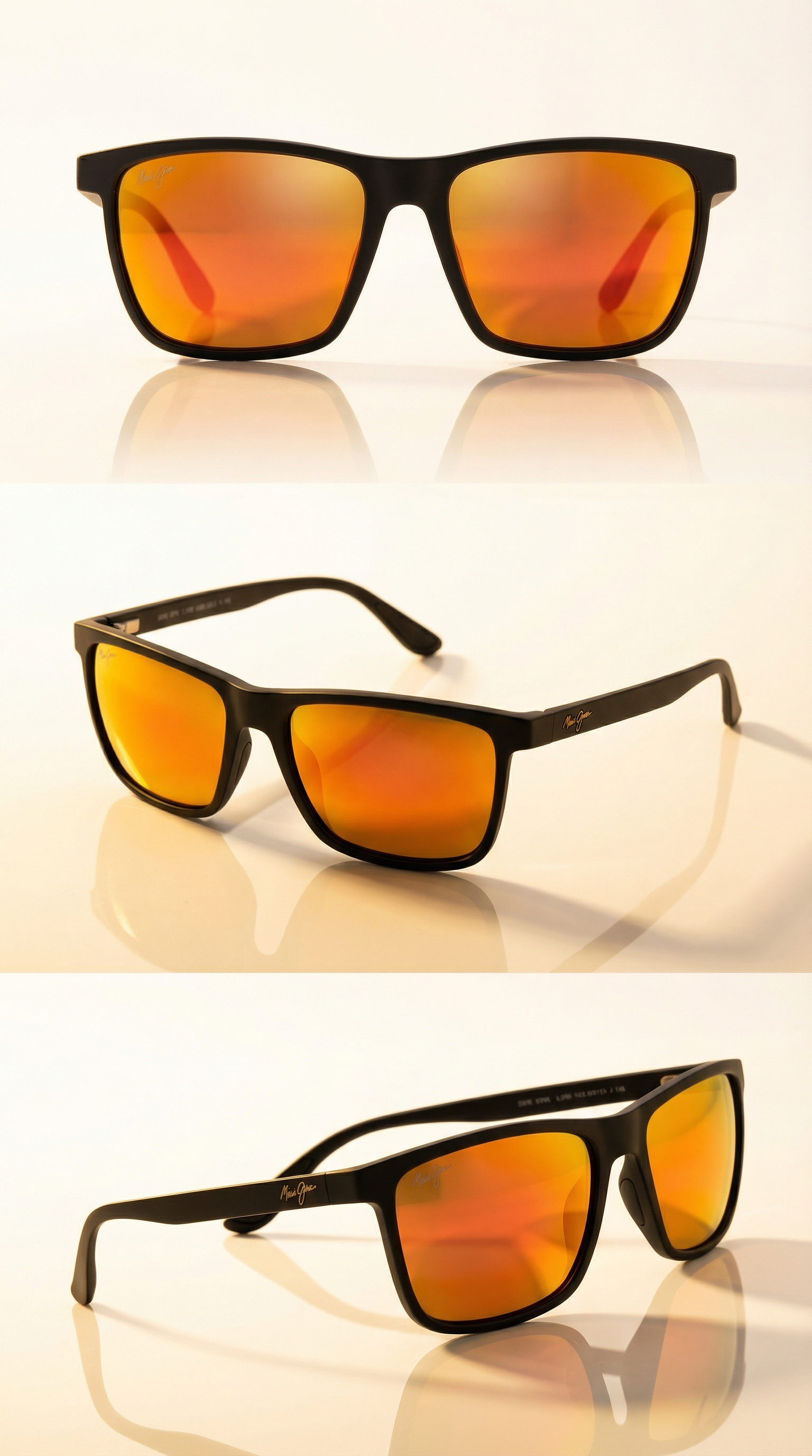 Maui Jim Black Matte · Lente espejo naranja polarizada