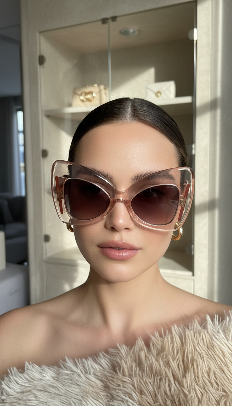 NINA RICCI – Gafa de Sol Oversize Cat-Eye Nude Transparente