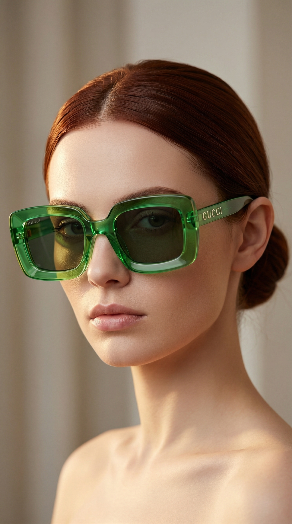 Gucci Oversize Green Crystal – Gafas de Sol Rectangulares