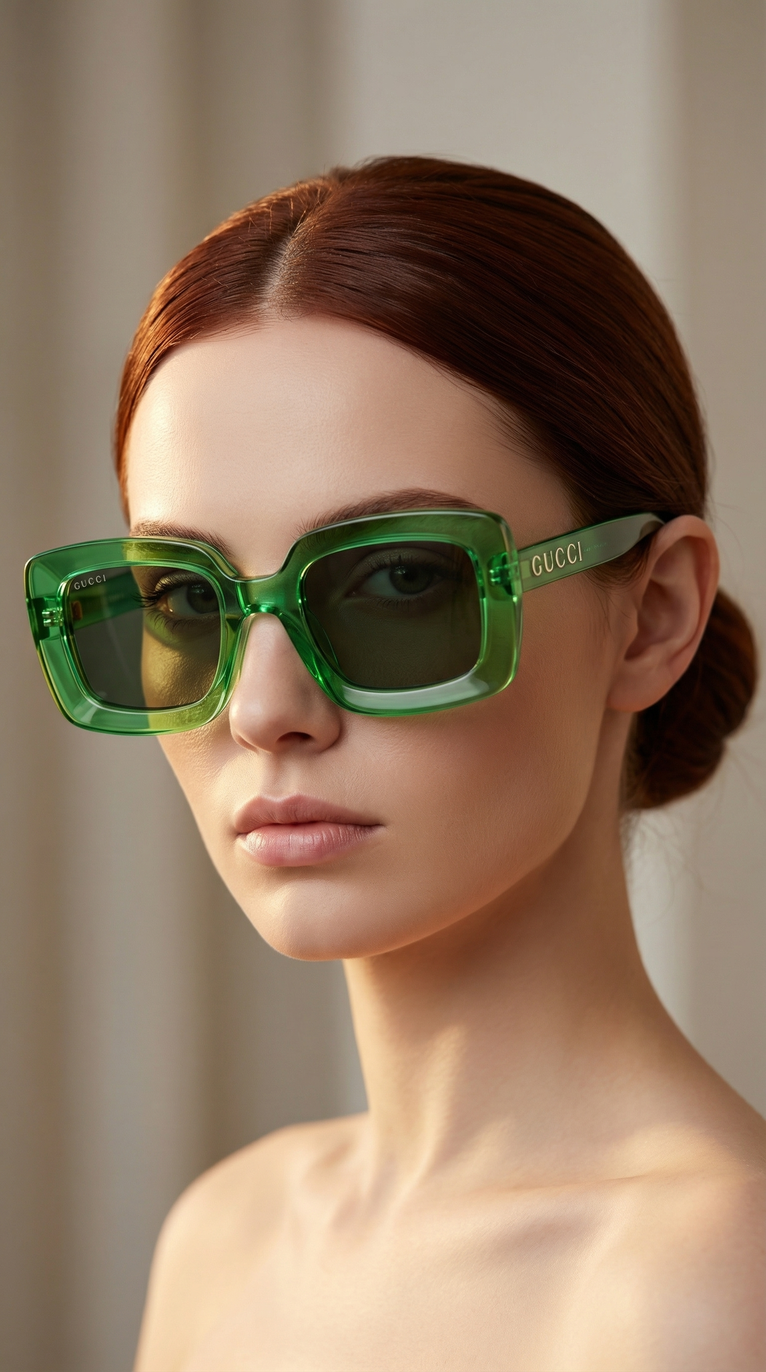 Gucci Oversize Green Crystal – Gafas de Sol Rectangulares