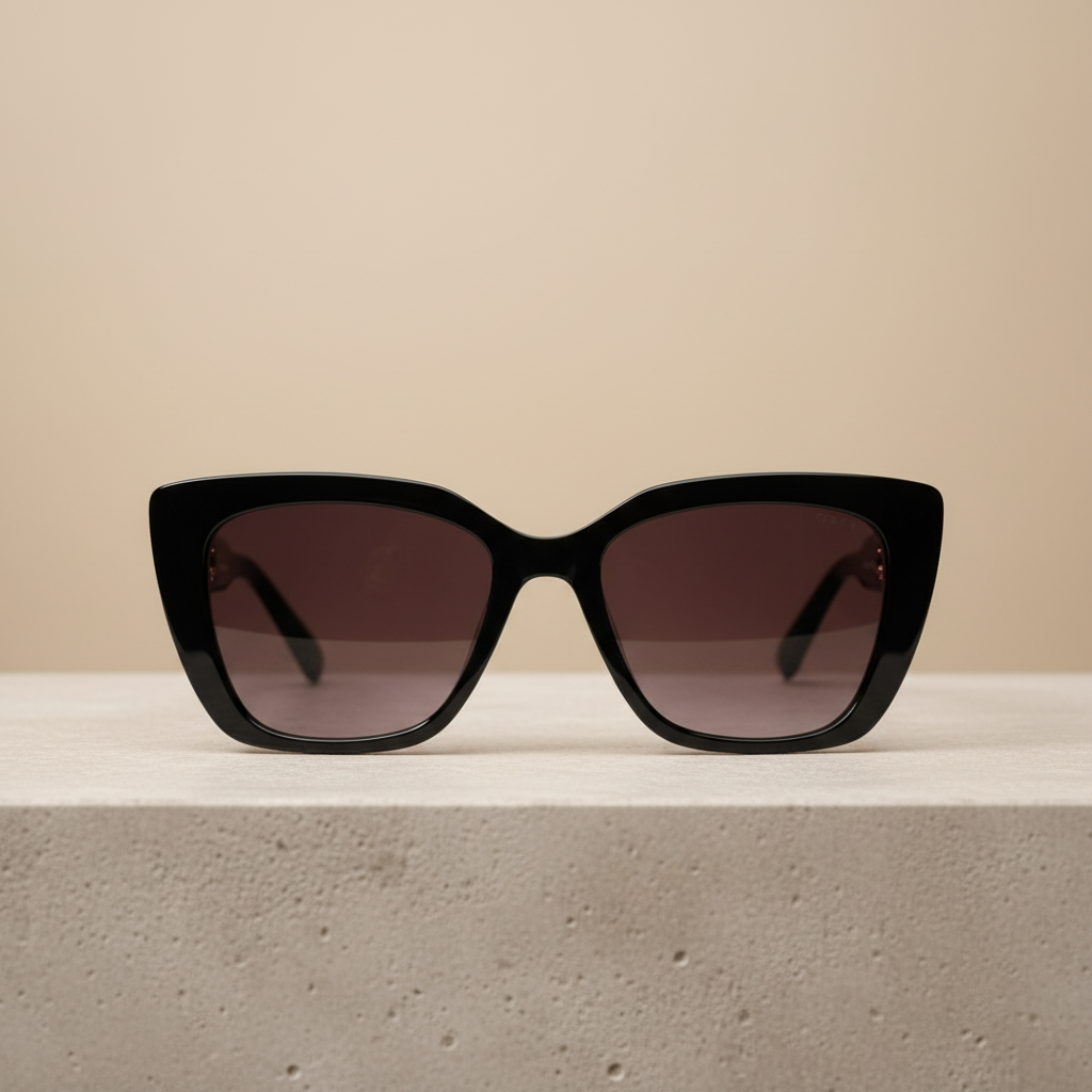 FURLA · Gafa cat-eye negra con detalle joya