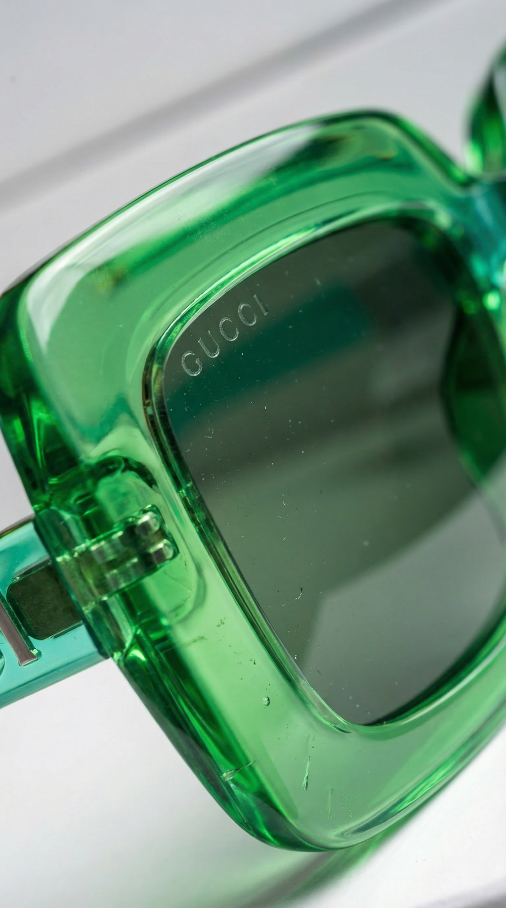 Gucci Oversize Green Crystal – Gafas de Sol Rectangulares