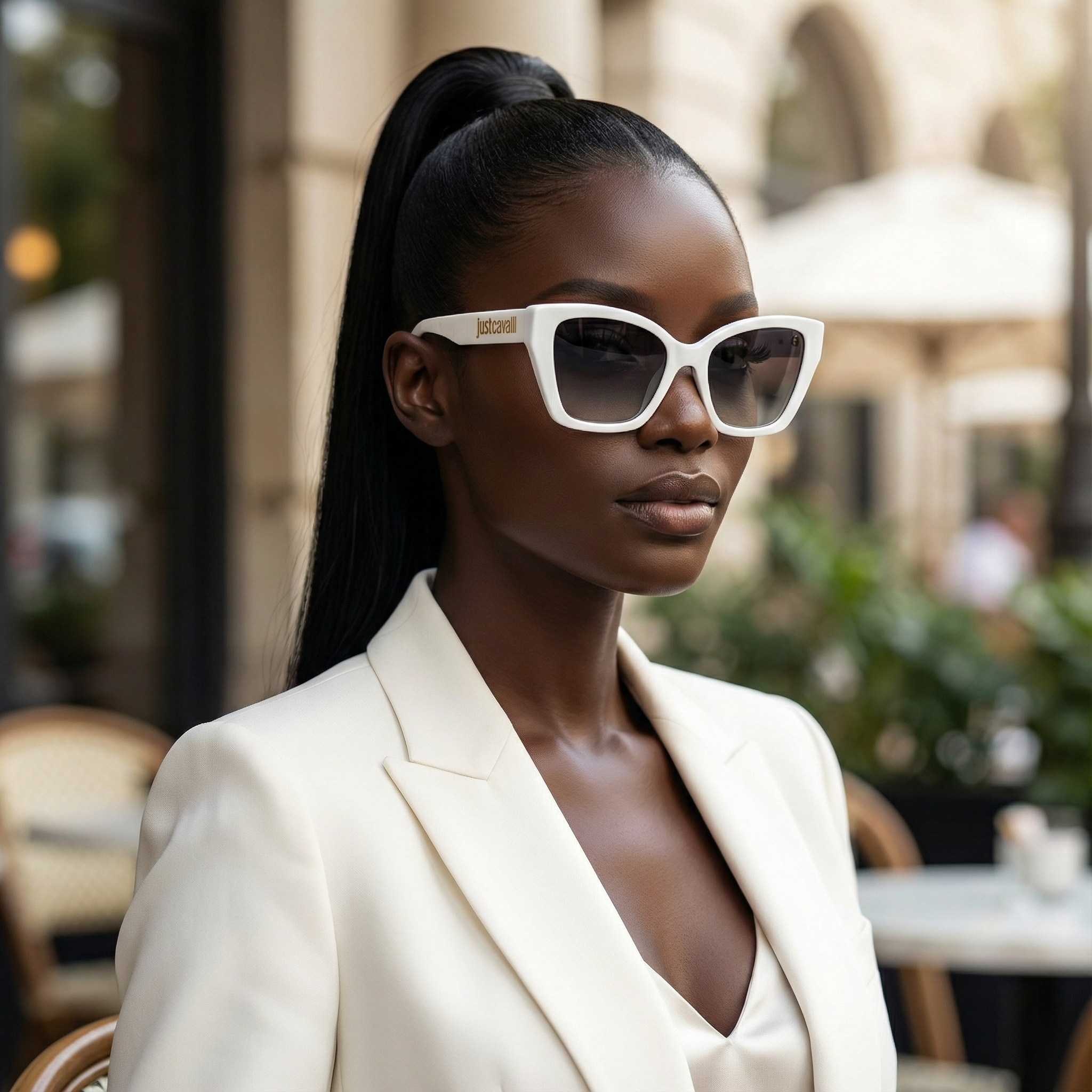 Just Cavalli Blancas Cat Eye – Lente Gris Degradada