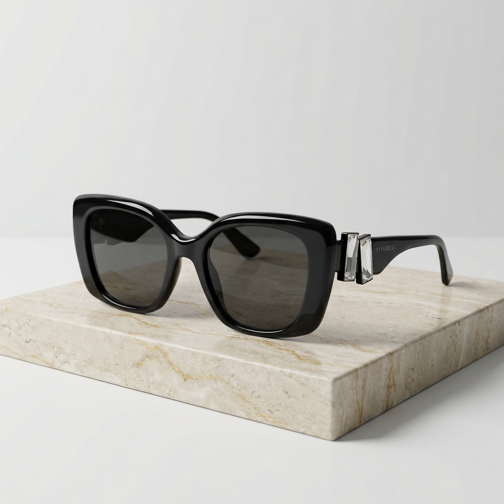 NINA RICCI Original – Gafas de Sol Oversize Negras con Cristales