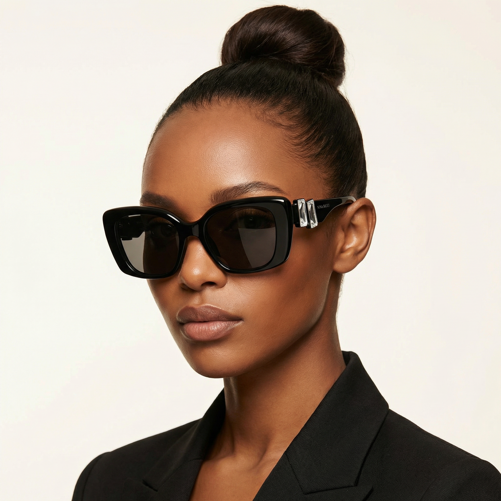 NINA RICCI Original – Gafas de Sol Oversize Negras con Cristales